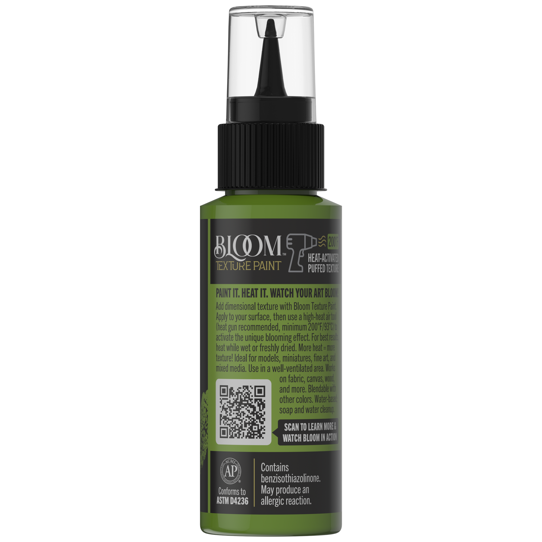 Retique It® Bloom Texture Paint 4pk in Verdant Pulse, showing the back of the packaging