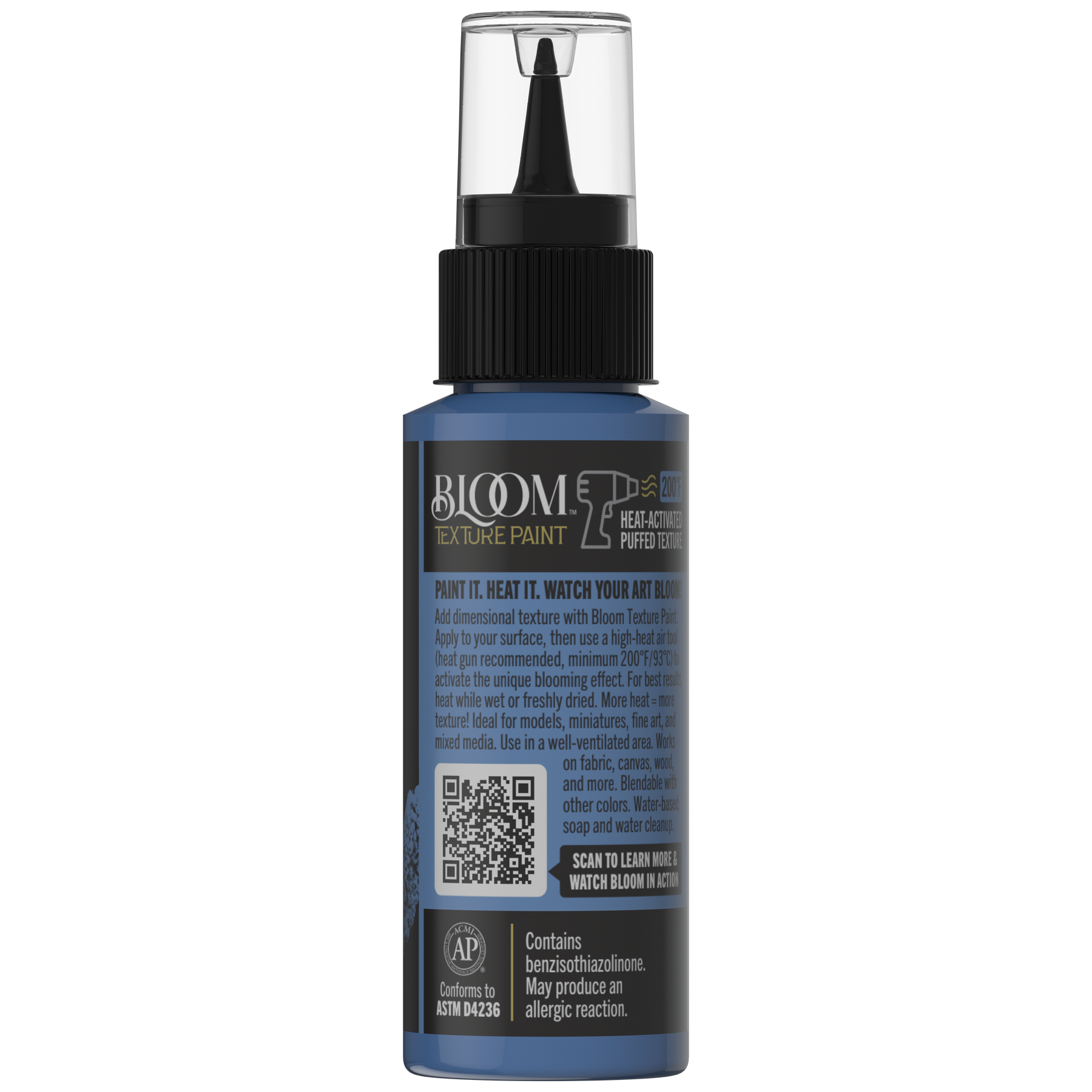 DecoArt Bloom Texture Paint in Ultramarine Lift, product container back view