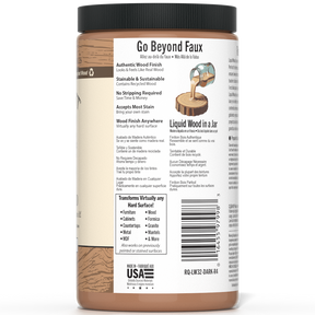 Retique It® Liquid Wood 32oz Dark interior paint applied to wood surface, showcasing rich dark finish and smooth texture.