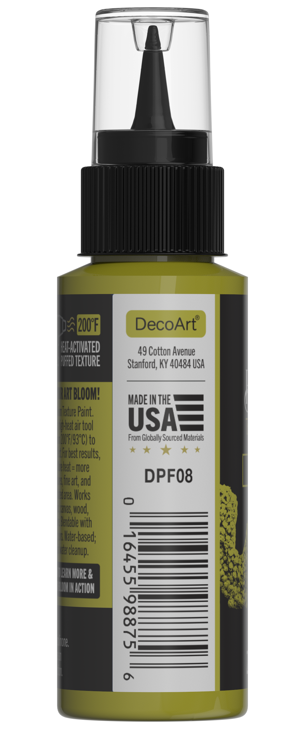 Retique It® Bloom Texture Paint 4pk in Acid Moss, showing textured paint swatches with a soft moss green finish.