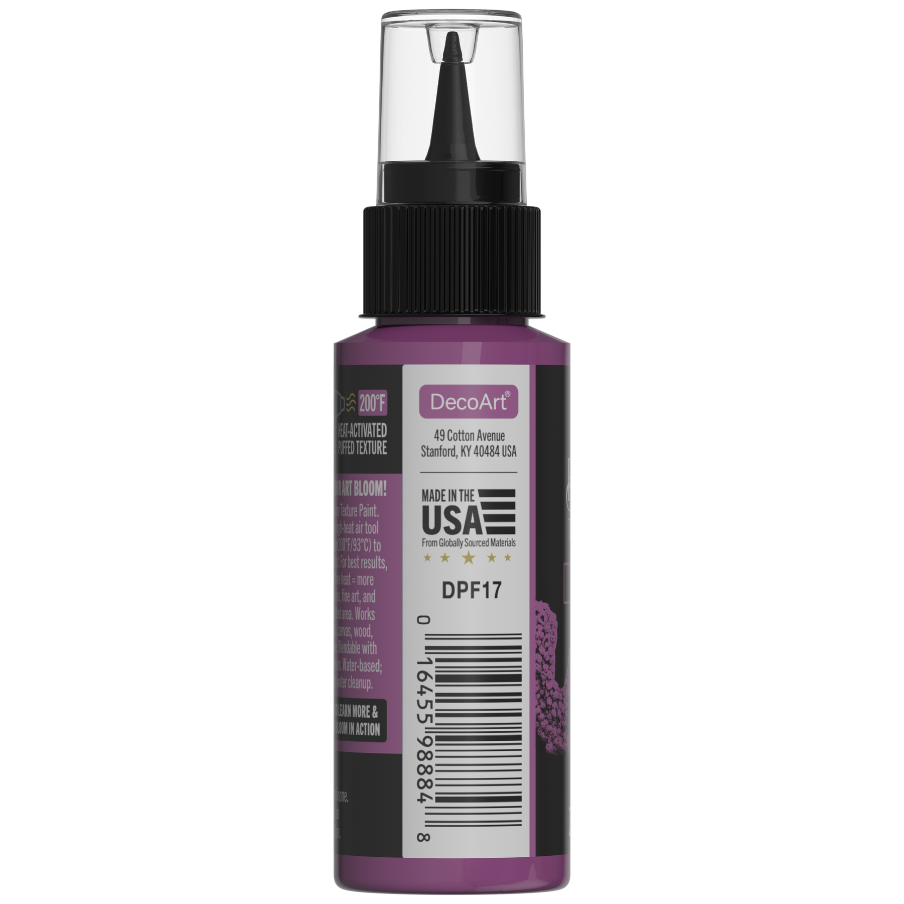Retique It® Bloom Texture Paint 4-pack in Mystic Plum, four paint containers shown from the back