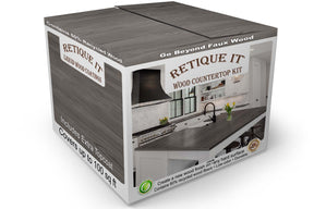 Retique It® Harbor Gray countertop kit box showing stains for full kitchen countertop renovation.