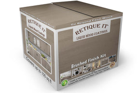 Retique It Multi-purpose Smooth Finish Kit (Large) in Harbor Gray for wood exterior top coat, includes box with tools and products.