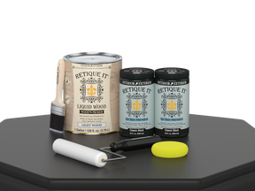 Retique It® Multi-purpose Smooth Finish Kit in classic black with four large wood finishing tools, shown on a table.