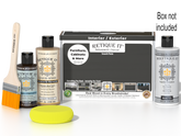 Retique It® Multi-purpose Smooth Finish Kit in Charcoal for exterior wood projects, includes top coat and application tools.