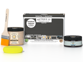 Retique It® wood finishing kit with charcoal-colored smooth finish, including applicators and tools for multi-purpose use.