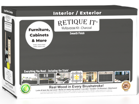 Retique It® Wood'n Cabinet Kit with 12 charcoal-colored doors, smooth stain finish, designed for kitchen cabinets.