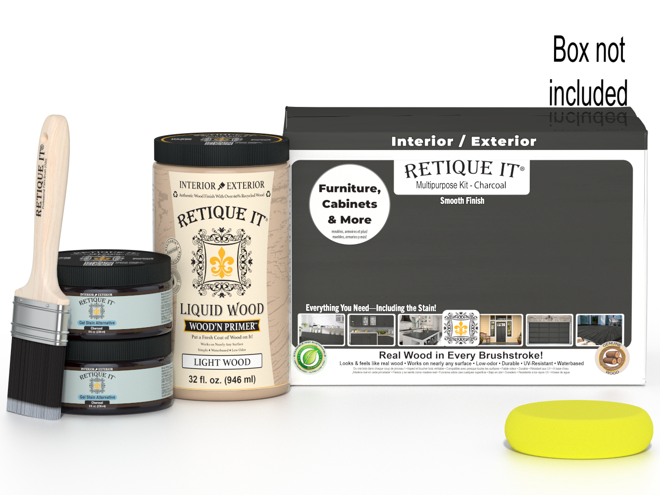 Retique It® Wood'n Cabinet Kit with 12 smooth charcoal stain doors, ideal for kitchen or bathroom cabinet updates.