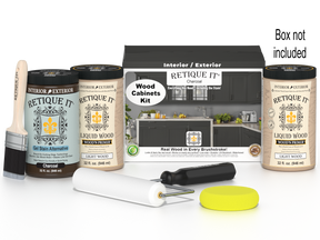 Retique It® Wood'n Cabinet Kit with 24 charcoal-colored smooth cabinet doors, stain finish, ideal for kitchen or bathroom updates.