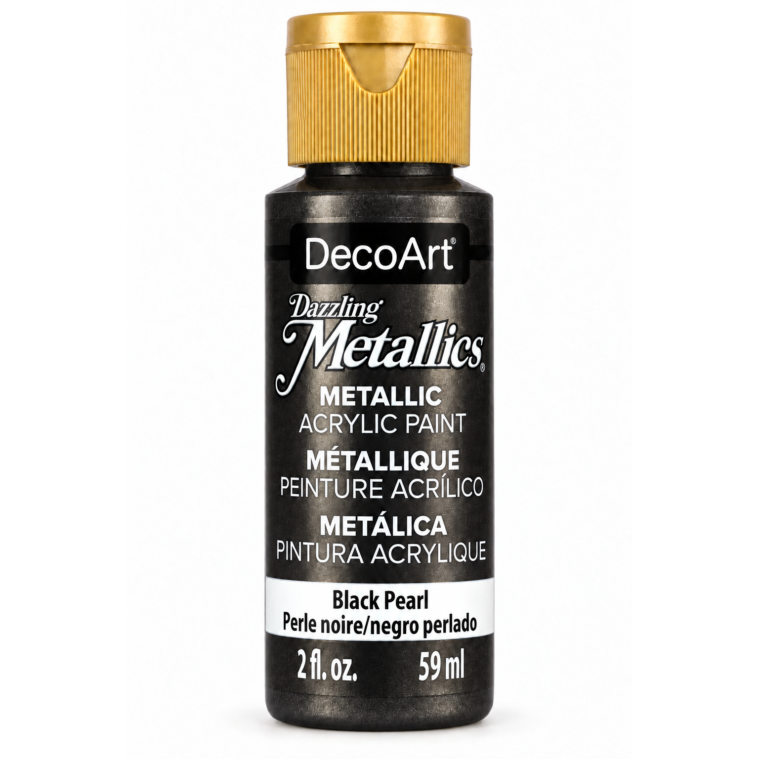 DecoArt Dazzling Metallics Black Pearl acrylic paint, 2 oz bottle