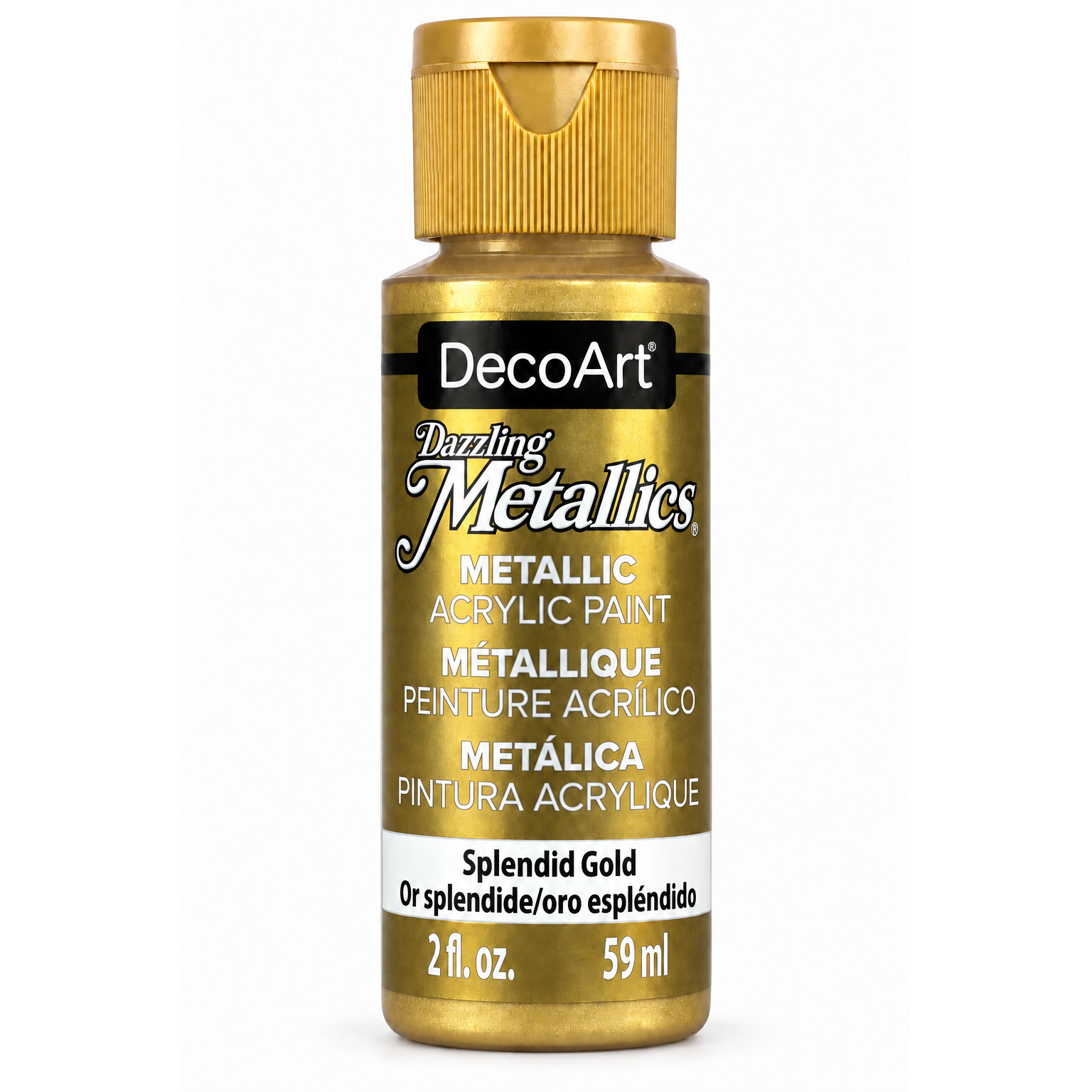 DecoArt Dazzling Metallics Splendid Gold acrylic paint, 2 oz bottle