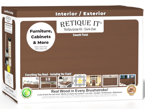 Dark oak Wood'n Cabinet Kit with 12 smooth doors by Retique It®, showcasing a stained, modern cabinet design.