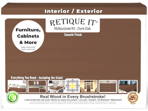 Large Dark Oak Wood'n Finish Kit by Retique It® with smooth finish components in a box for multi-purpose wood refinishing.