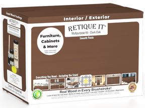 Retique It® Multi-purpose Smooth Finish Kit in Dark Oak, large size, with wood finish tools and supplies for wood finishing projects.