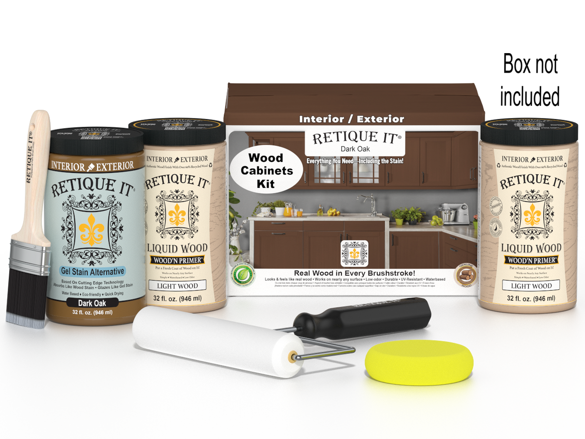 Dark oak Wood'n Cabinet Kit with 24 smooth doors by Retique It® for staining and cabinetry projects.