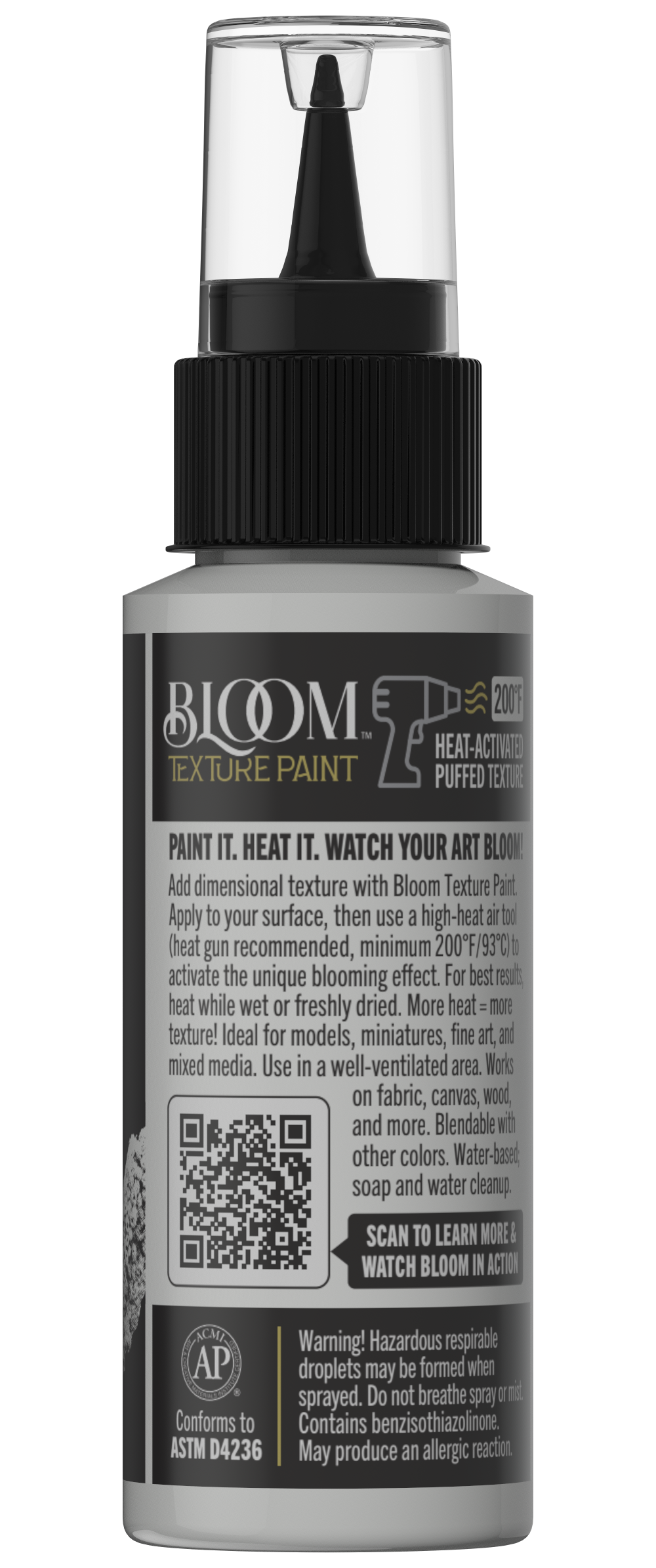 Retique It® Bloom Texture Paint 4-pack in Gesso Cloud White, showing textured paint cans with white finish and brand label.