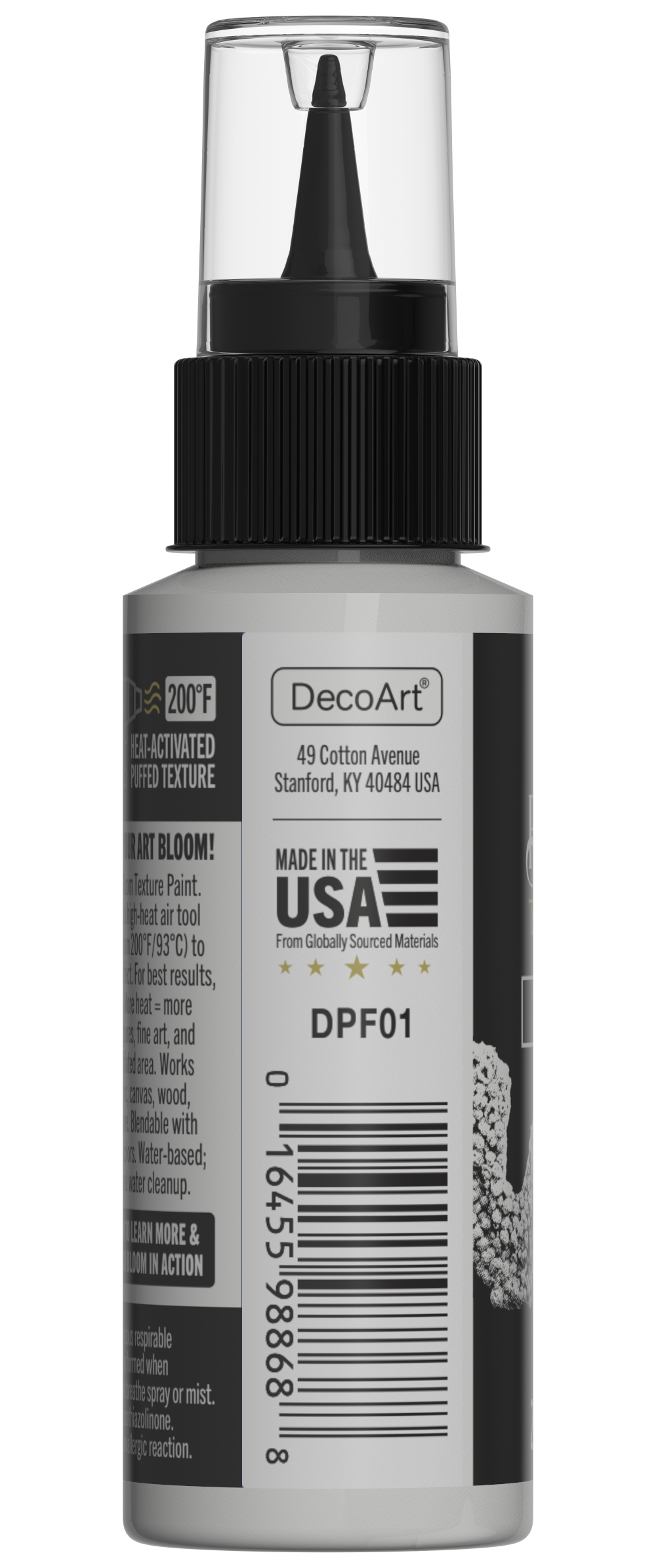 Retique It® Bloom Texture Paint 4-pack in Gesso Cloud White, showing textured paint cans with white finish and packaging.