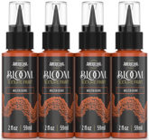 Four bottles of Retique It® Bloom Texture Paint in Molten Ochre, showcasing the textured paint bottles with labels and caps.