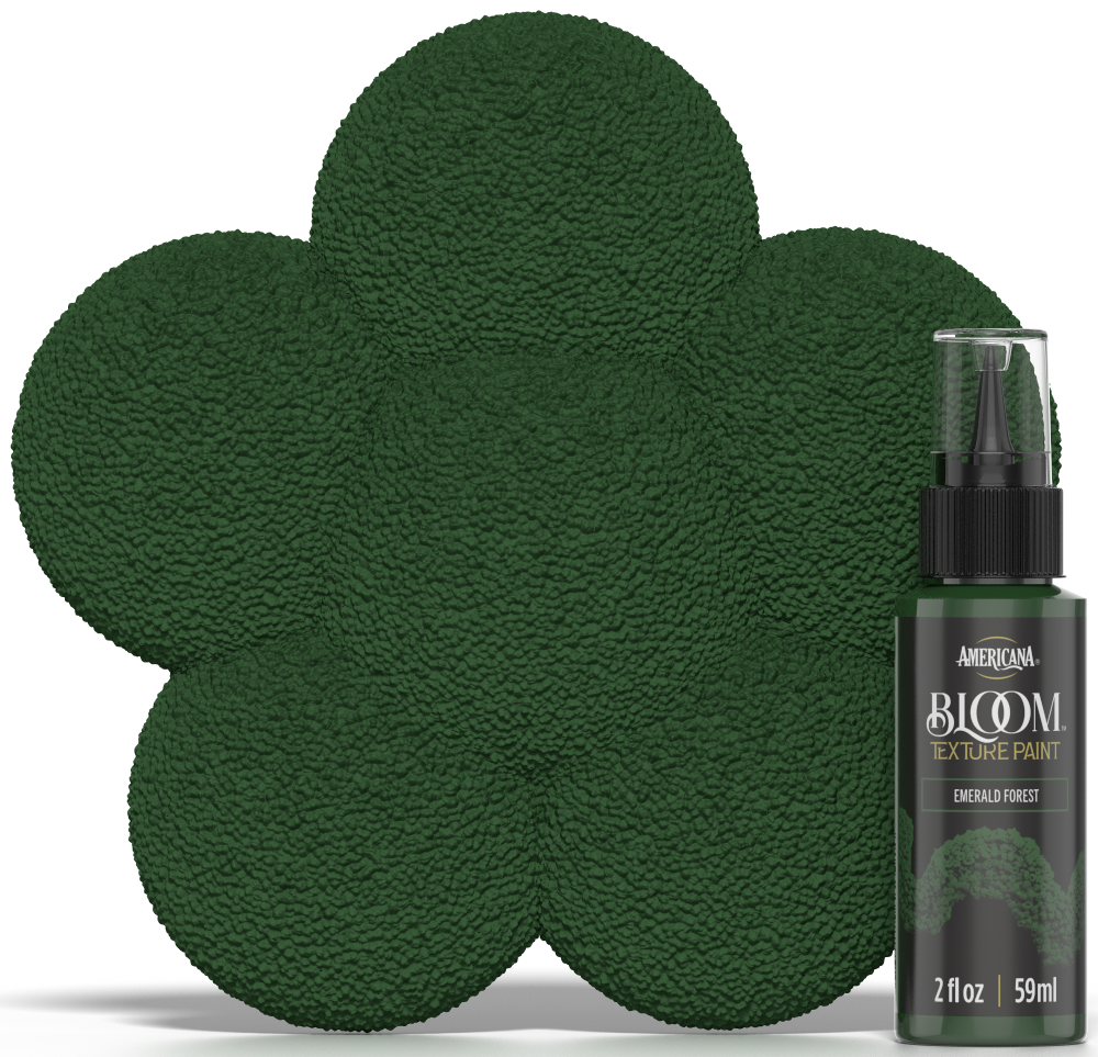 Retique It® Bloom Texture Paint 4-pack in Emerald Forest, showcasing textured paint swatches on a neutral background.