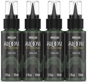 Retique It® Bloom Texture Paint 4-pack in Herbal Stone with textured, decorative paint cans shown from the front.
