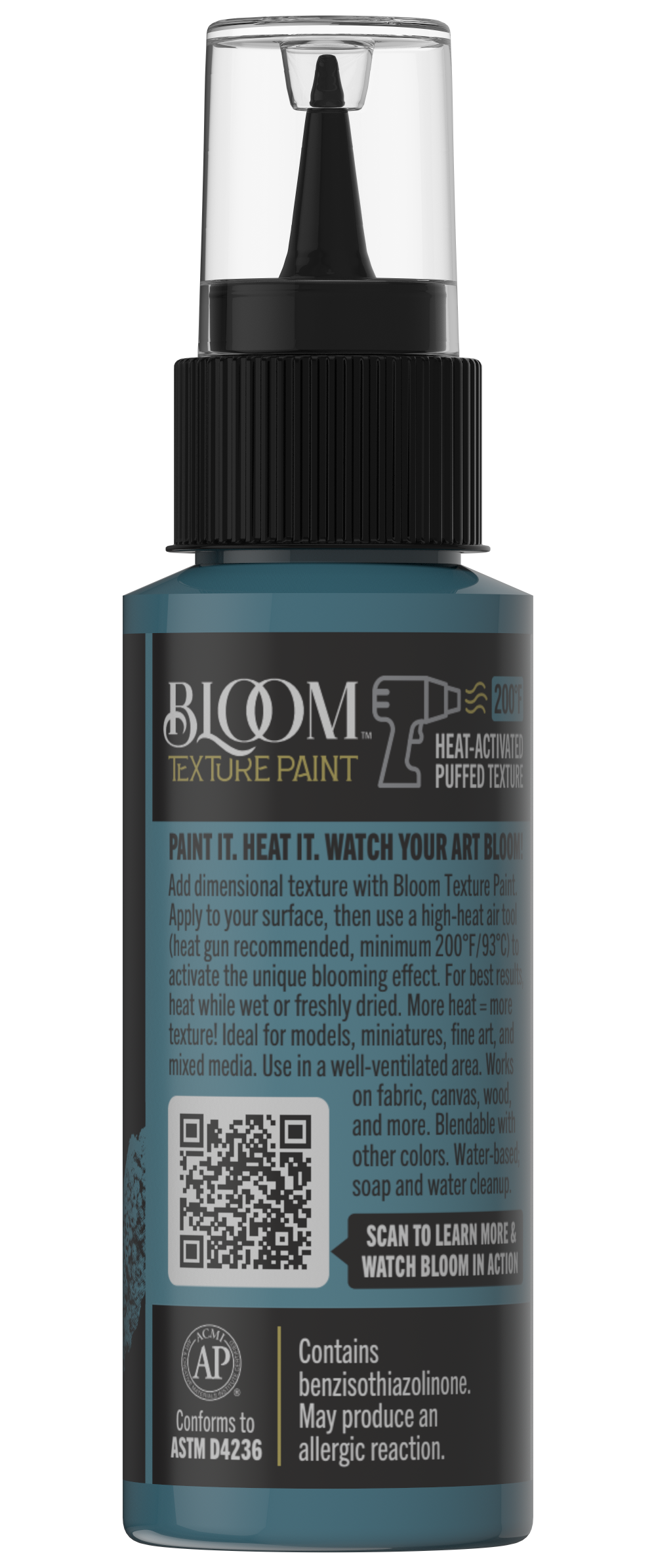 Retique It® Bloom Texture Paint 4-pack in Patina Teal, showcasing textured paint bottles on a white background.