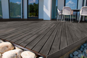 Large Harbor Gray Wood'n Finish Kit for interior wood projects, featuring grained wood sample and application tools.
