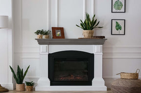 Large Harbor Gray Wood'n Finish Kit for interior wood projects, featuring a wood grain appearance on a fireplace mantle.
