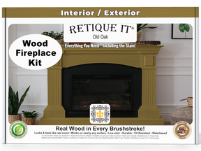 Retique It® Fireplace Wood'n Finish Kit in Old Oak stain, includes stain and finishing supplies for full fireplace makeover.