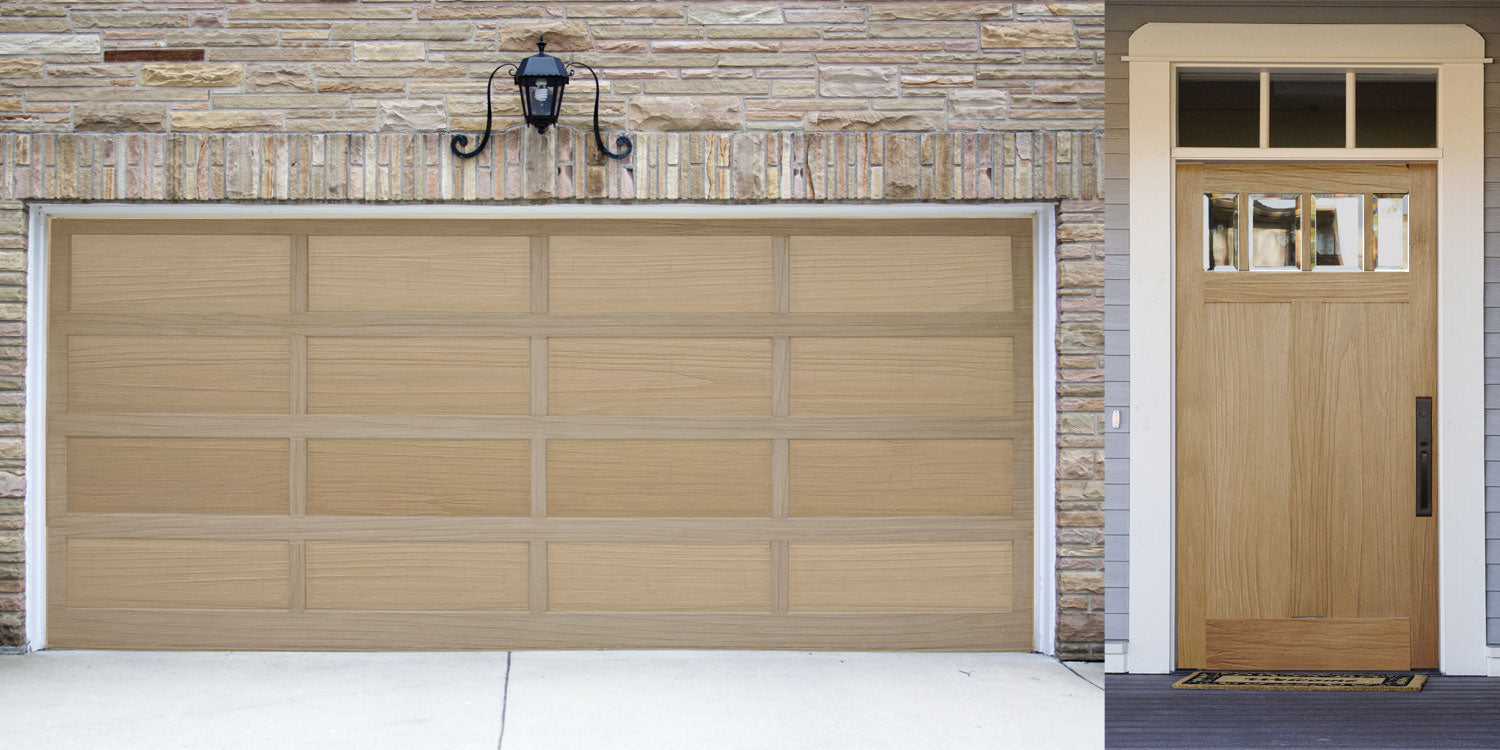 Retique It® Light Wood Raw Wood Kit for Wood'n Finish, featuring natural light wood grain finish on garage door surface.