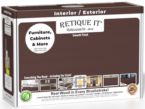 Retique It® Multi-purpose Smooth Finish Kit in Java, exterior top coat wood finish kit with matte smooth surface.