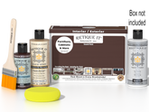 Retique It® Multi-purpose Smooth Finish Kit in Java for exterior wood, includes top coat with matte finish, shown with components and box.