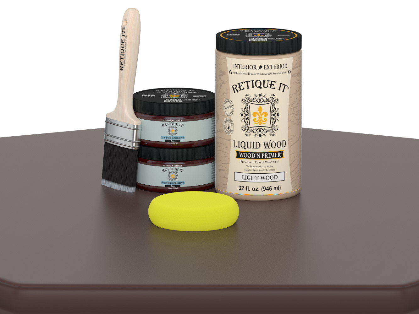 Retique It® Wood'n Cabinet Kit Java stain with 12 smooth cabinet doors, showcasing a rich wood finish for kitchen or bathroom cabinetry.