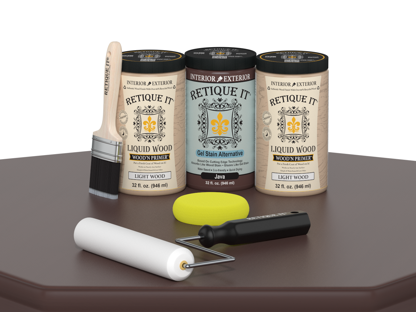 Retique It® Wood'n Cabinet Kit in Java finish with 24 smooth cabinet doors, ideal for stain application and home cabinetry.