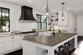 Retique It Multi-purpose Smooth Finish Kit (Large) in Harbor Gray for exterior wood surfaces, shown on a kitchen countertop.