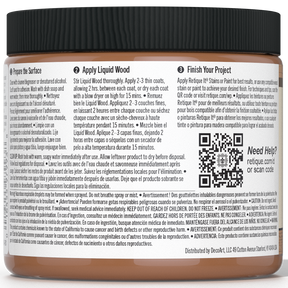 Dark Liquid Wood interior paint by Retique It® in a smooth, finished application showing rich, dark wood-tone color.