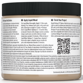 Retique It® Liquid Wood interior paint in 16oz Light color, showing the smooth, wood-like finish on a surface.