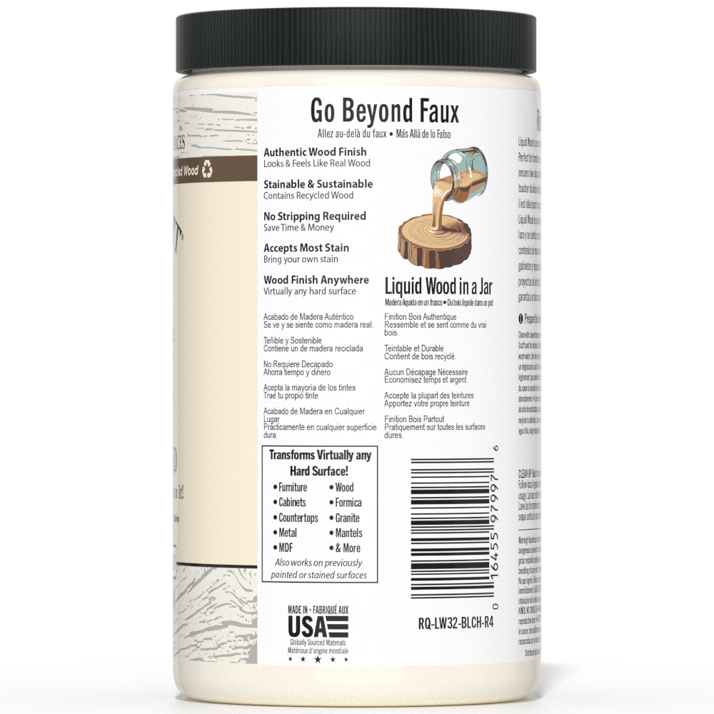 Liquid Wood 32oz bleach interior paint by Retique It® with a smooth application and natural wood finish.