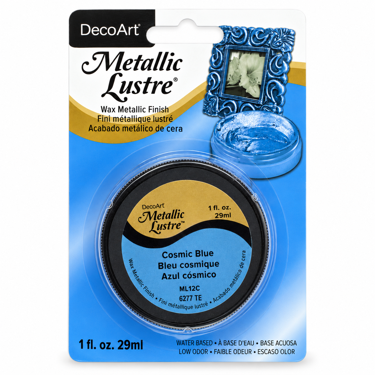 DecoArt Metallic Lustre in Cosmic Blue metallic finish jar for crafts
