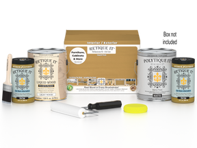 Retique It® Multi-purpose Smooth Finish Kit in Old Oak for exterior wood top coating, includes four large containers with wood finish.