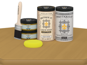 Retique It® Multi-purpose Smooth Finish Kit (Large) in Old Oak, exterior top coat for wood furniture with a matte finish.