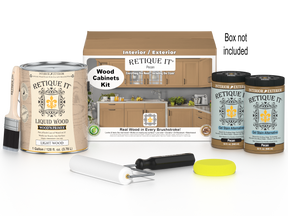 Retique It® Wood'n Cabinet Kit with 48 smooth Pecan stain doors, ideal for kitchen or bathroom cabinet updates.