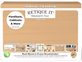 Retique It® Multi-purpose Smooth Finish Kit (Large) in Pecan with exterior top coat and matte finish, featuring wood finish components.