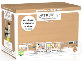 Large Pecan Multi-purpose Smooth Finish Kit by Retique It® for interior wood top coating, includes wood finish components.