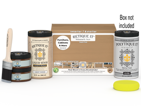 Large Pecan wood finish kit by Retique It® with exterior gloss top coat, featuring smooth finish for versatile woodworking projects.