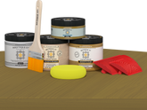Retique It® Wood'n Finish Kit in Old Oak for exterior top coat, showing a matte wood surface with natural oak grain.