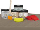 Retique It® Wood'n Kit in Weathered Wood finish, featuring a matte exterior top coat applied on a table surface.