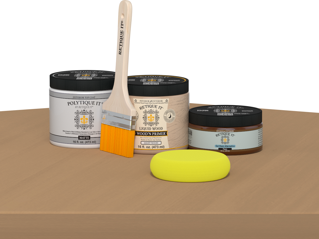 Wood'n Door Smooth Finish Kit - Pecan — Matte kit contents