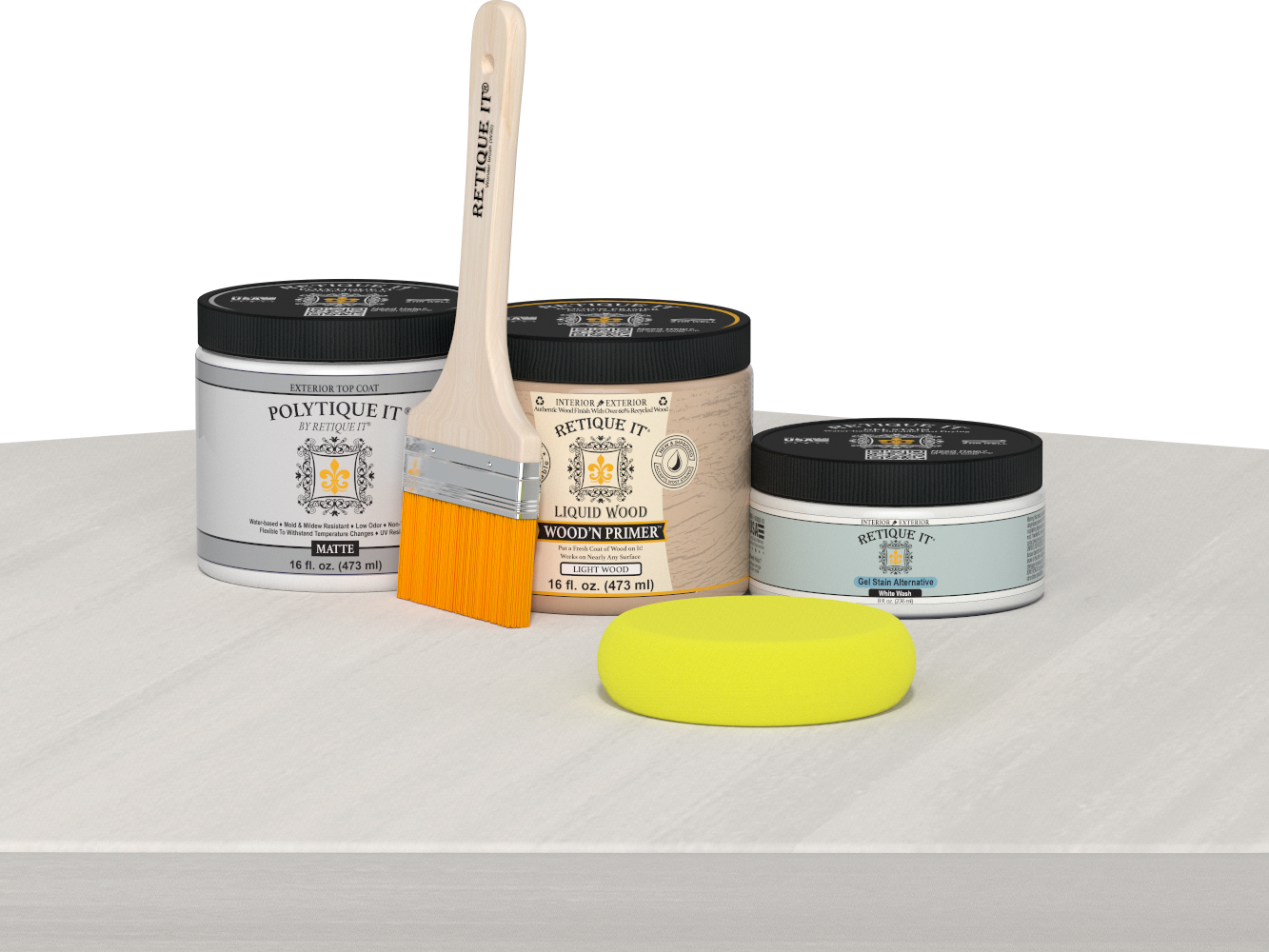 Wood'n Door Smooth Finish Kit - White Wash — Matte kit contents