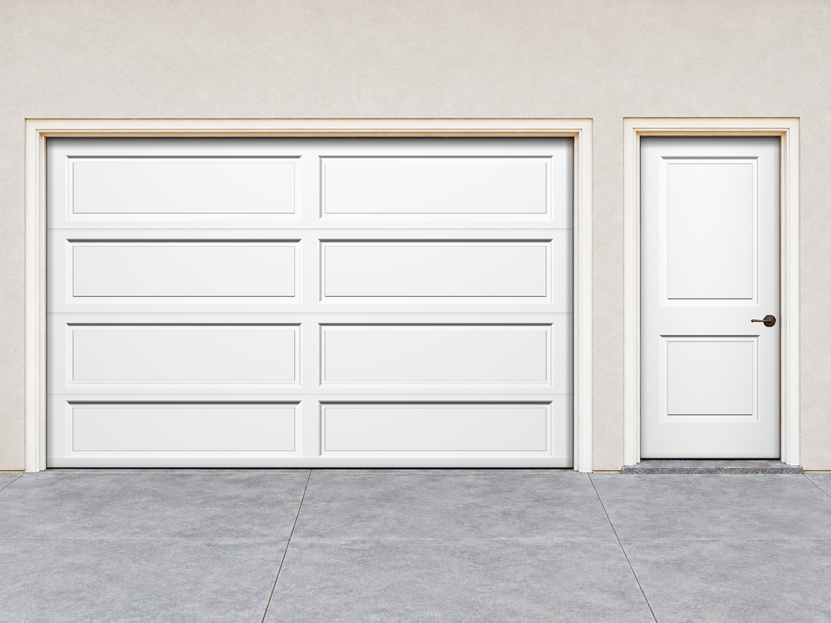 smooth garage and front doors before the finish transformation