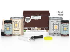 Retique It® Multi-purpose Smooth Finish Kit in Red Mahogany for exterior wood projects, includes four large top coats.